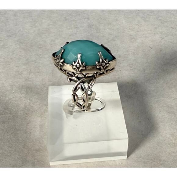 Carolyn Pollack Sterling Silver Faceted Milky Aquamarine Ring Size 7 - Picture 6 of 9